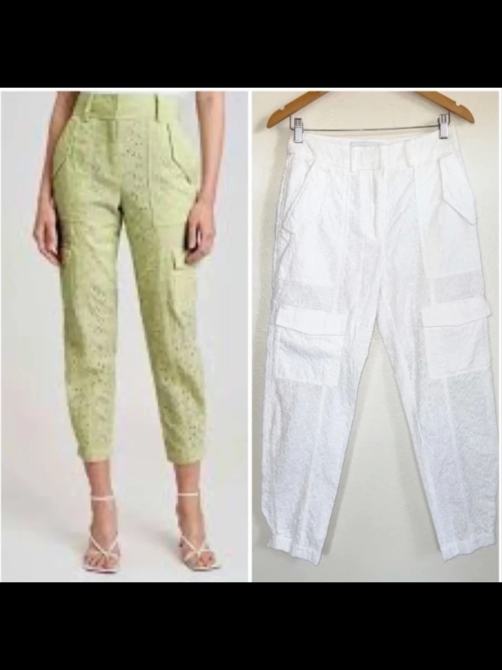 New NWOT Derek Lam 10 Crosby Mila Floral Eyelet Utility Pants White Size 10
